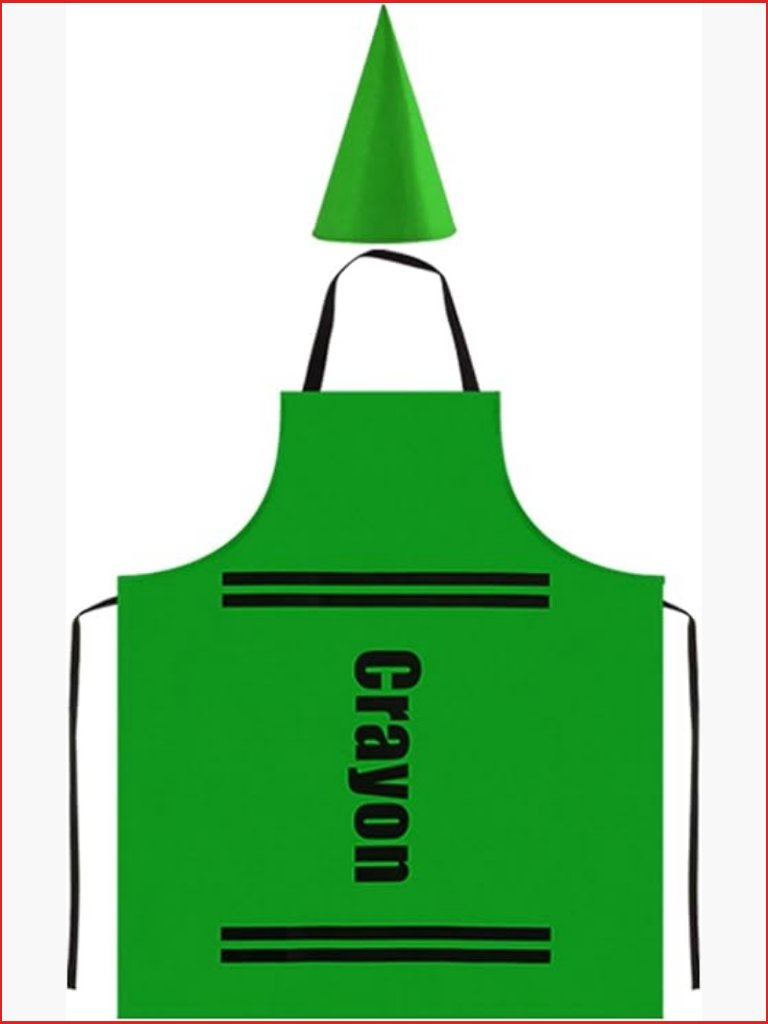 Crayon Costume Apron And Cone Hat Adult Halloween Teacher Cosplay